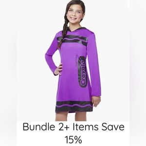 Crayola Vivid Violet Crayon Hooded Dress Costume Tween Sz: Large (12-14) ~NEW~